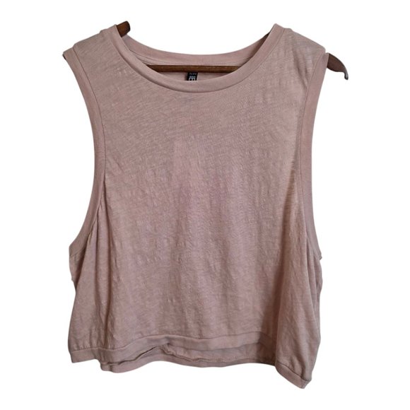 Body Women's Muscle Cropped Tee Oyster Pink Sleeveless Crew Neck  XL - Picture 1 of 11